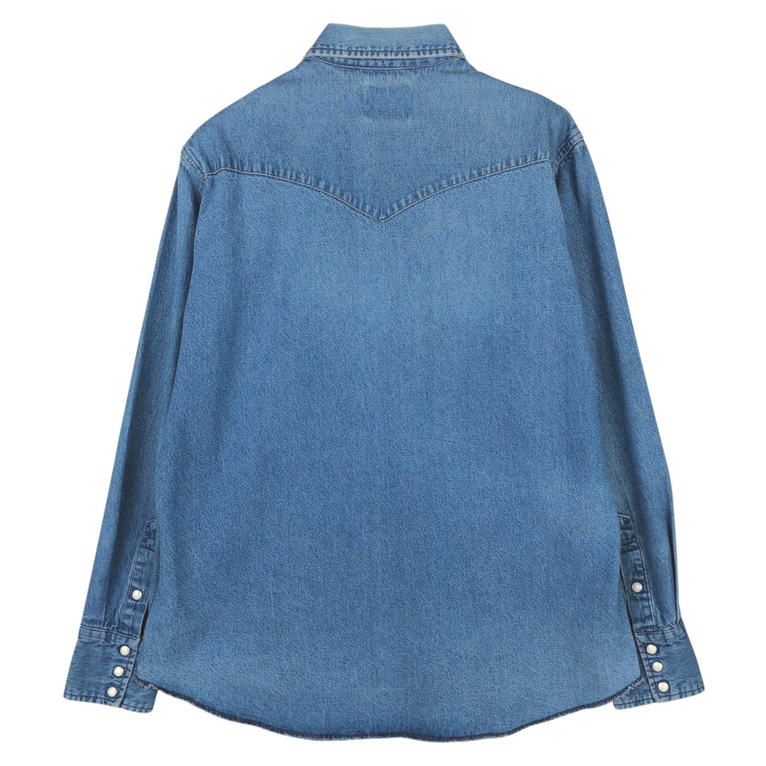 90'S Wrangler Long-Sleeve Denim Western Shirt, Men's Size L (approx.) unclear blue type Vintage Second Hand