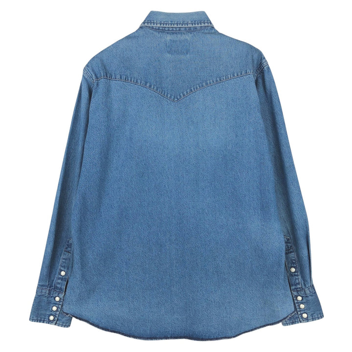 90'S Wrangler Long-Sleeve Denim Western Shirt, Men's Size L (approx.) unclear blue type Vintage Second Hand