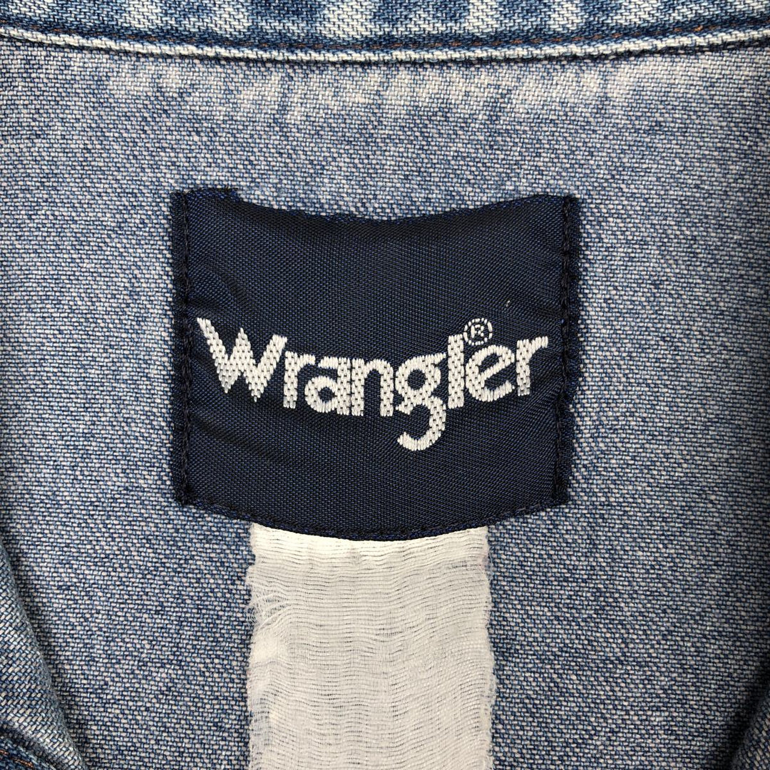 90'S Wrangler Long-Sleeve Denim Western Shirt, Men's Size L (approx.) unclear blue type Vintage Second Hand