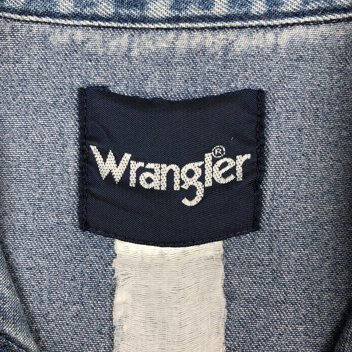 90'S Wrangler Long-Sleeve Denim Western Shirt, Men's Size L (approx.) unclear blue type Vintage Second Hand