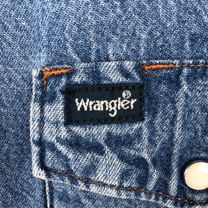 90'S Wrangler Long-Sleeve Denim Western Shirt, Men's Size L (approx.) unclear blue type Vintage Second Hand