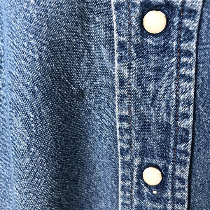 90'S Wrangler Long-Sleeve Denim Western Shirt, Men's Size L (approx.) unclear blue type Vintage Second Hand
