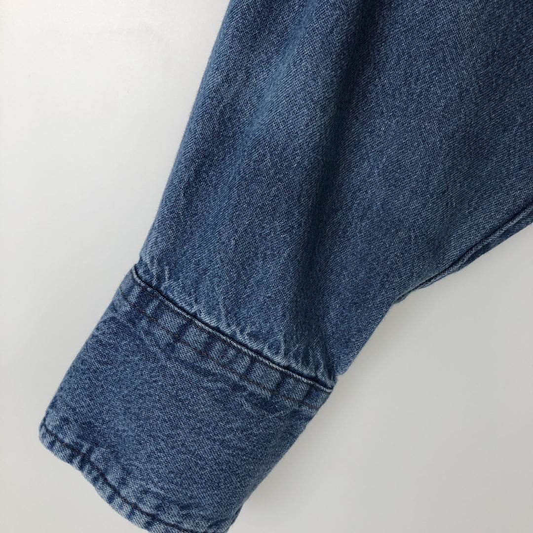 90'S Wrangler Long-Sleeve Denim Western Shirt, Men's Size L (approx.) unclear blue type Vintage Second Hand