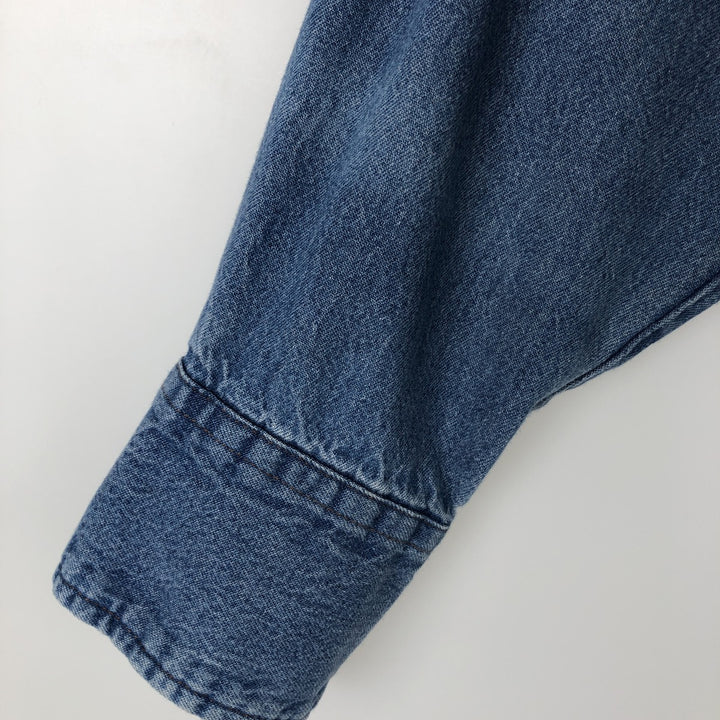 90'S Wrangler Long-Sleeve Denim Western Shirt, Men's Size L (approx.) unclear blue type Vintage Second Hand