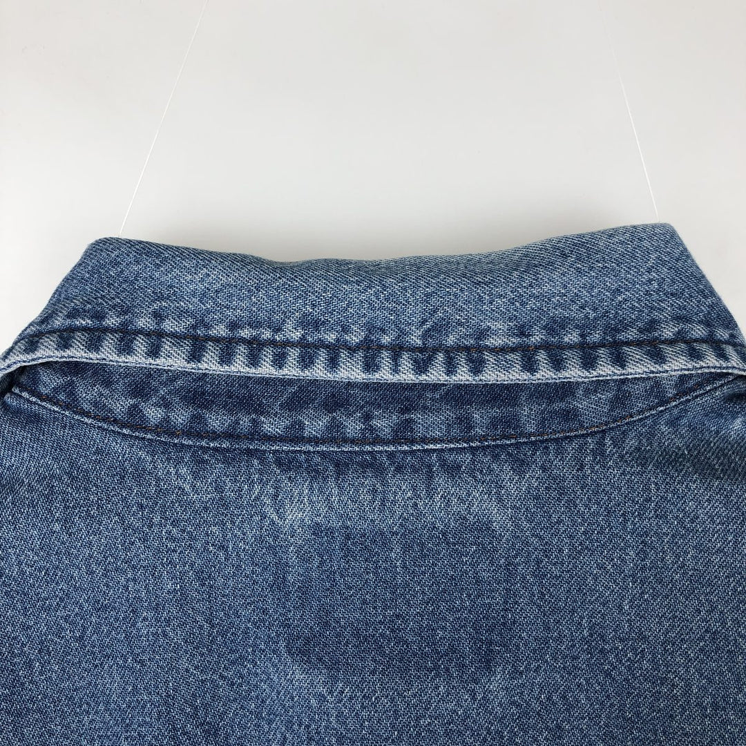 90'S Wrangler Long-Sleeve Denim Western Shirt, Men's Size L (approx.) unclear blue type Vintage Second Hand
