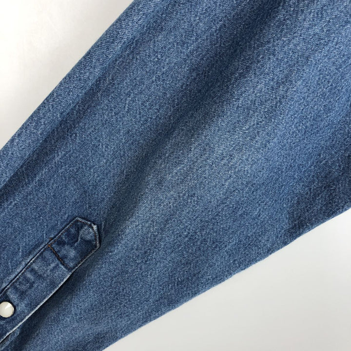 90'S Wrangler Long-Sleeve Denim Western Shirt, Men's Size L (approx.) unclear blue type Vintage Second Hand