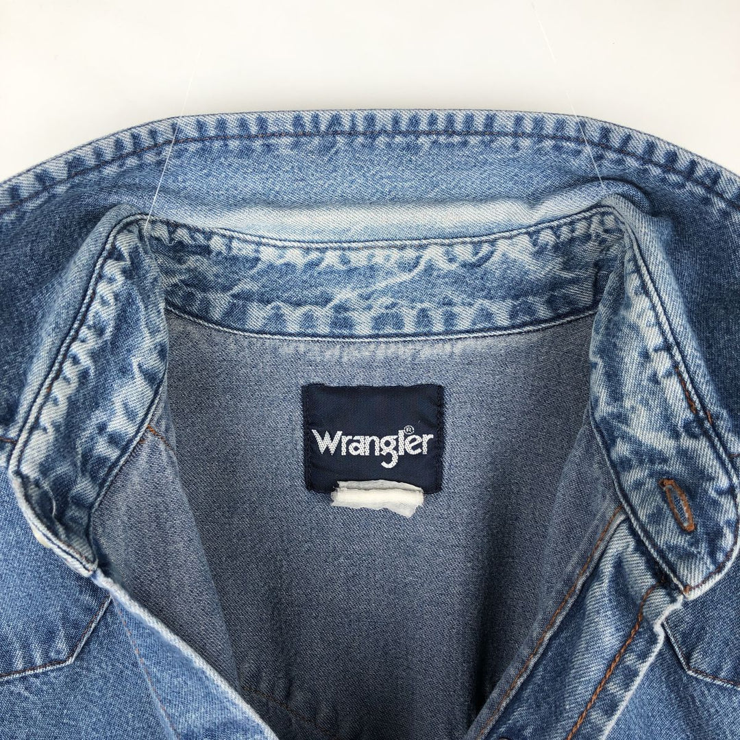 90'S Wrangler Long-Sleeve Denim Western Shirt, Men's Size L (approx.) unclear blue type Vintage Second Hand