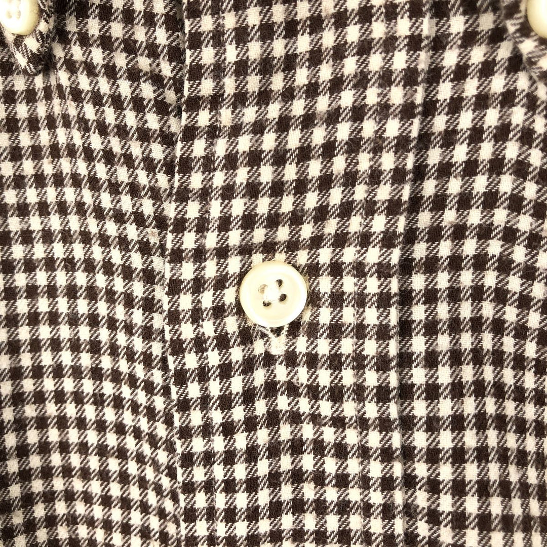 Ralph Lauren BLAIRE Gingham Check Long-Sleeve Button-Down Light Flannel Shirt, Men's Size L (approx.) cotton brown type Vintage Second Hand