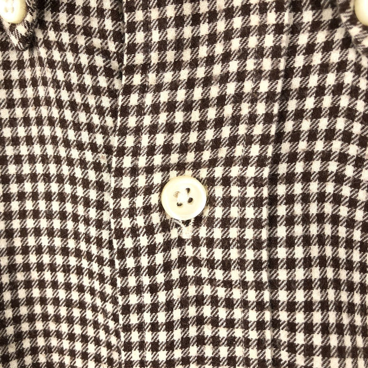 Ralph Lauren BLAIRE Gingham Check Long-Sleeve Button-Down Light Flannel Shirt, Men's Size L (approx.) cotton brown type Vintage Second Hand