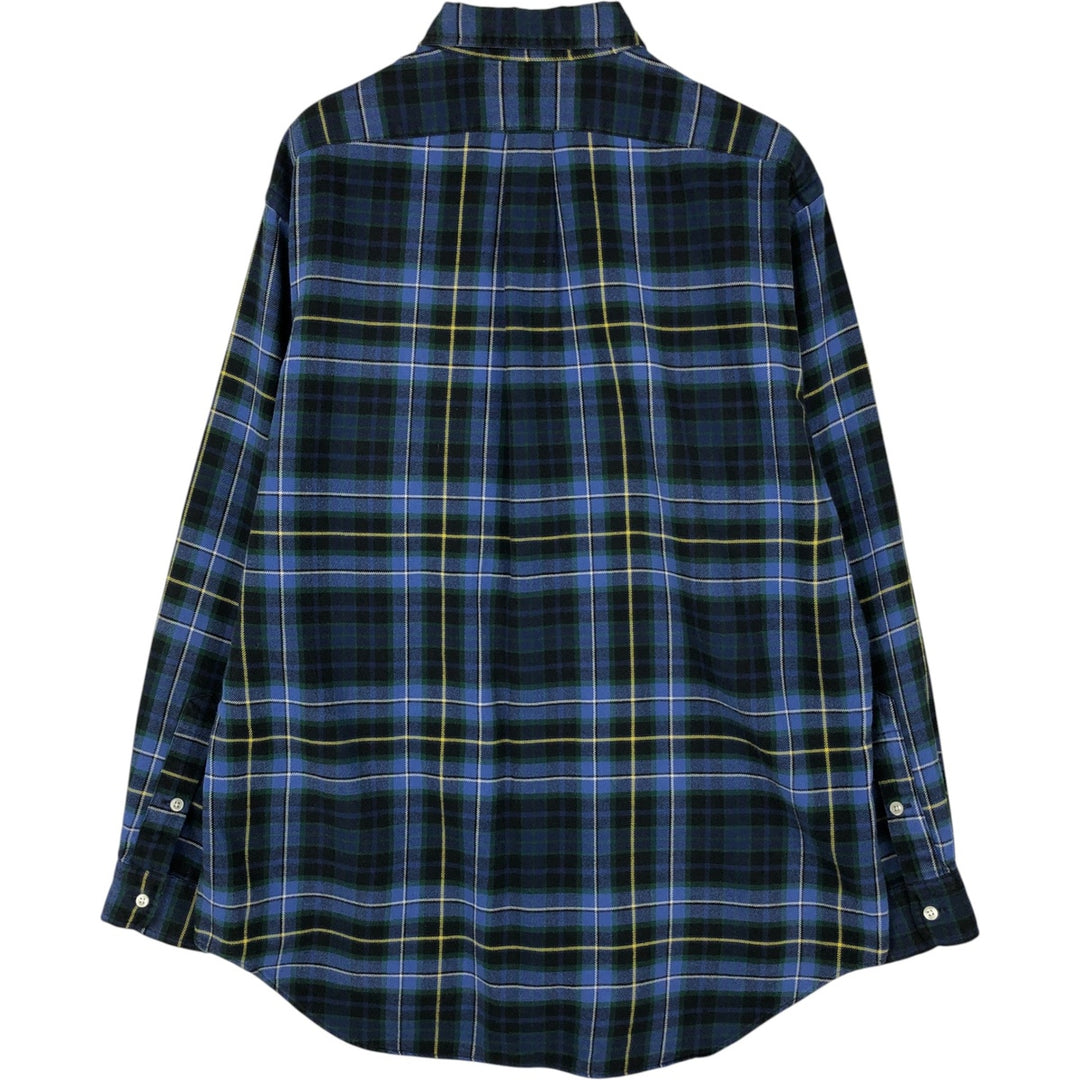 Ralph Lauren BLAKE Long-Sleeve Button-Down Light Flannel Check Shirt, Men's Size M (approx.) cotton blue type Vintage Second Hand
