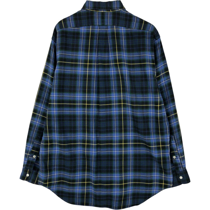 Ralph Lauren BLAKE Long-Sleeve Button-Down Light Flannel Check Shirt, Men's Size M (approx.) cotton blue type Vintage Second Hand
