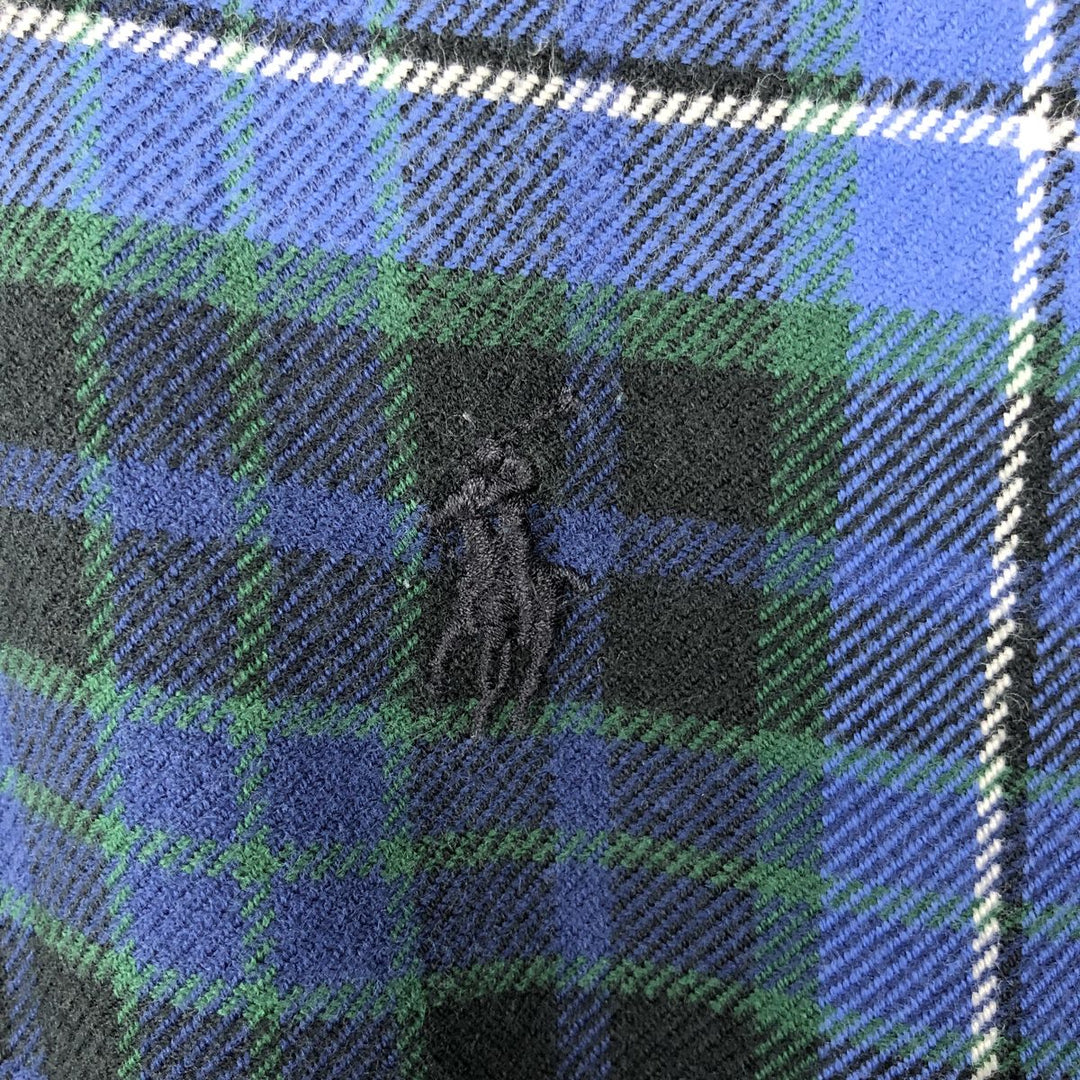 Ralph Lauren BLAKE Long-Sleeve Button-Down Light Flannel Check Shirt, Men's Size M (approx.) cotton blue type Vintage Second Hand