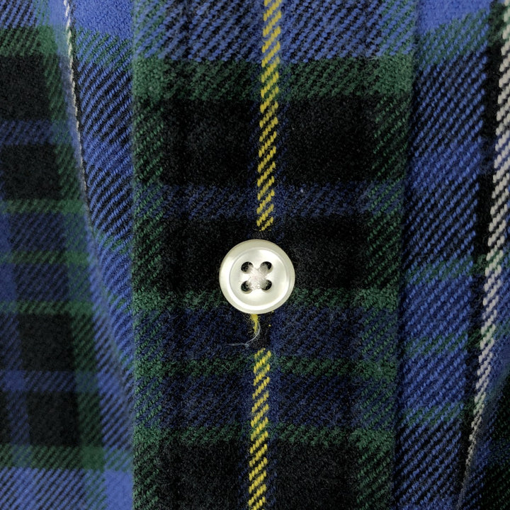 Ralph Lauren BLAKE Long-Sleeve Button-Down Light Flannel Check Shirt, Men's Size M (approx.) cotton blue type Vintage Second Hand