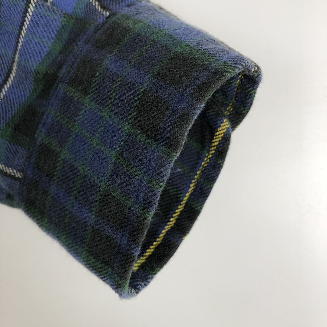 Ralph Lauren BLAKE Long-Sleeve Button-Down Light Flannel Check Shirt, Men's Size M (approx.) cotton blue type Vintage Second Hand