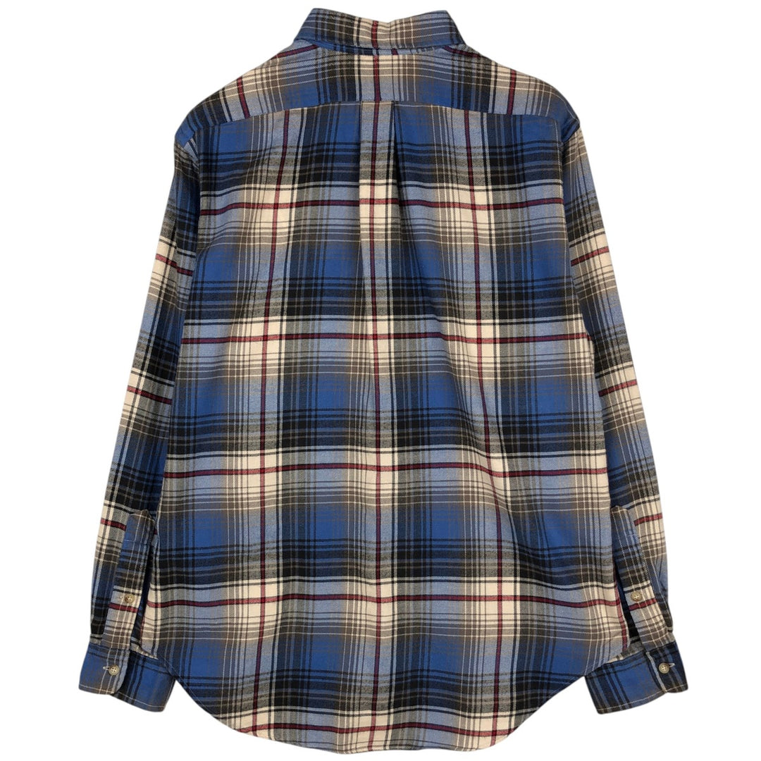 Ralph Lauren CLASSIC FIT Long-Sleeve Button-Down Light Flannel Check Shirt, Men's Size M (approx.) cotton blue type Vintage Second Hand
