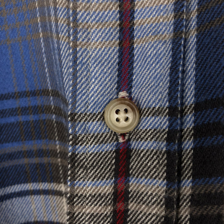 Ralph Lauren CLASSIC FIT Long-Sleeve Button-Down Light Flannel Check Shirt, Men's Size M (approx.) cotton blue type Vintage Second Hand