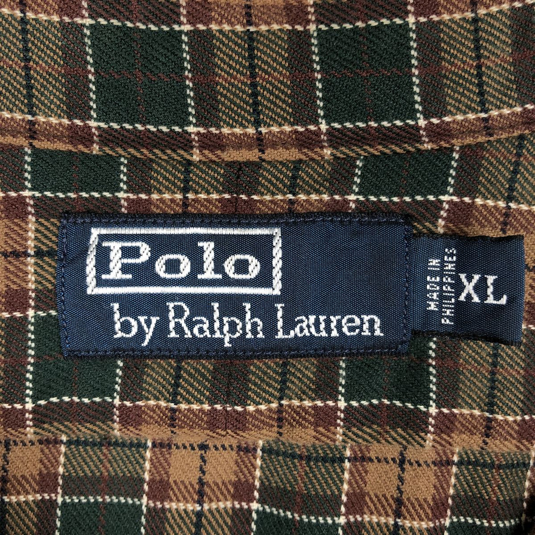 Ralph Lauren POLO by Ralph Lauren Long Sleeve Light Nell Check Shirt Men's XL cotton brown type Vintage Second Hand