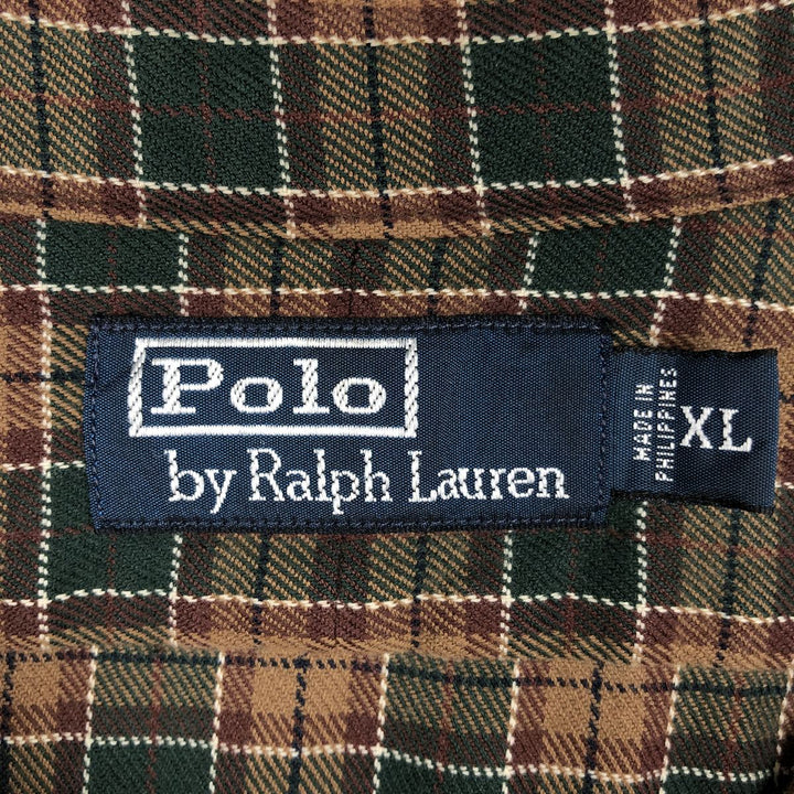 Ralph Lauren POLO by Ralph Lauren Long Sleeve Light Nell Check Shirt Men's XL cotton brown type Vintage Second Hand