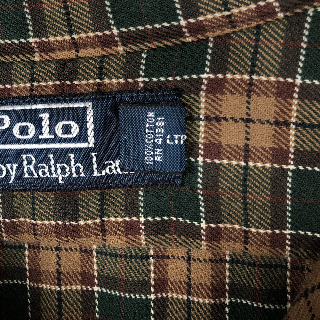 Ralph Lauren POLO by Ralph Lauren Long Sleeve Light Nell Check Shirt Men's XL cotton brown type Vintage Second Hand