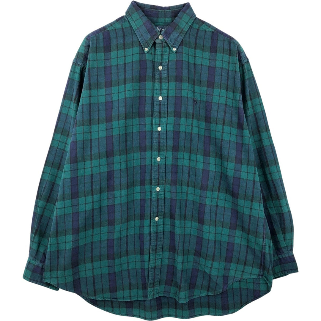 Ralph Lauren BLAIRE Long-Sleeve Button-Down Light Flannel Check Shirt, Men's Size XL (equivalent) cotton black type Vintage Second Hand