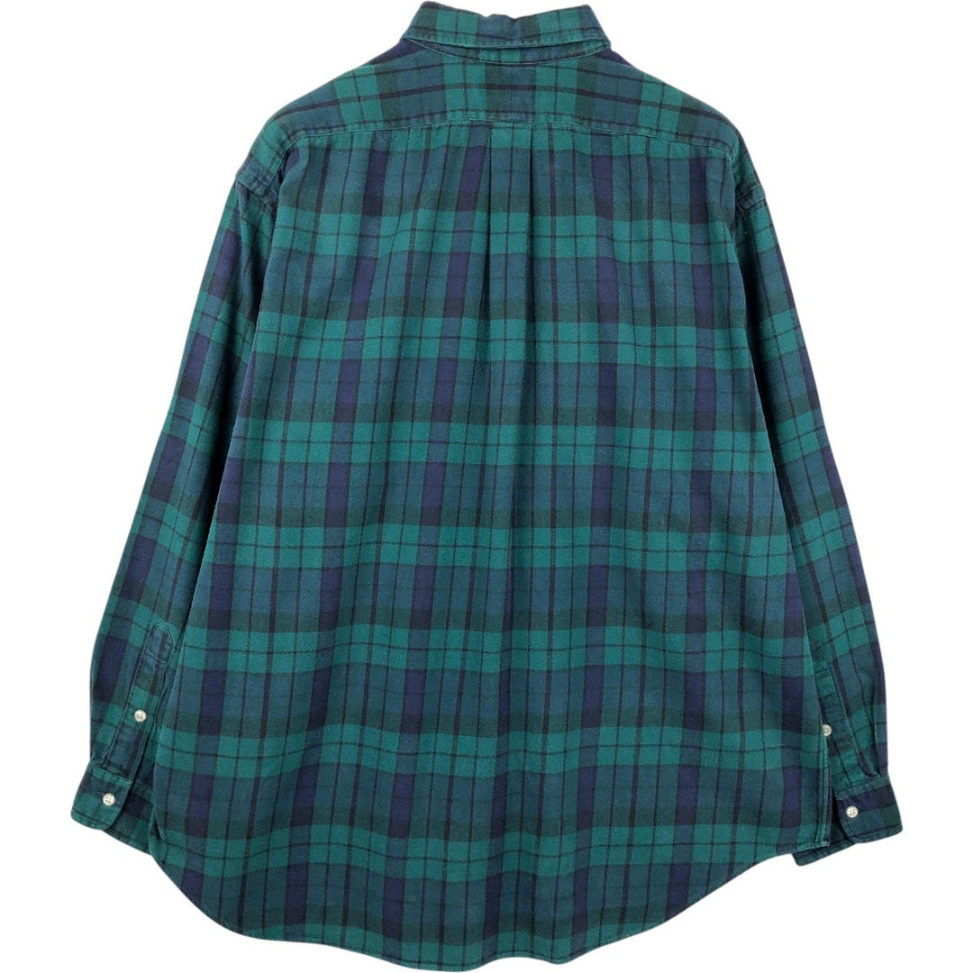 Ralph Lauren BLAIRE Long-Sleeve Button-Down Light Flannel Check Shirt, Men's Size XL (equivalent) cotton black type Vintage Second Hand
