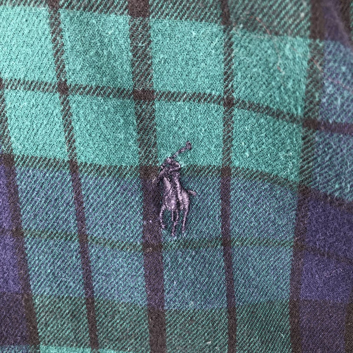 Ralph Lauren BLAIRE Long-Sleeve Button-Down Light Flannel Check Shirt, Men's Size XL (equivalent) cotton black type Vintage Second Hand