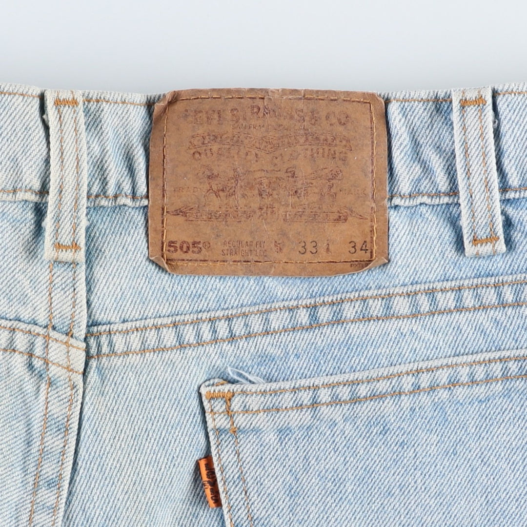1990'S Levi's 505 Regular Fit Straight Leg Orange Tab Tapered Denim Pants, Made in USA, Men's Size W32 (approx.) cotton blue type Vintage Second Hand