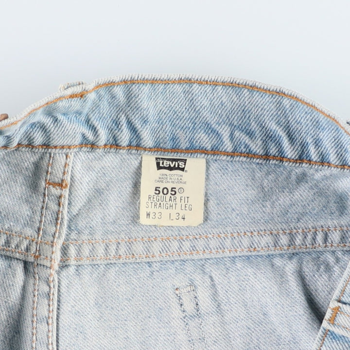 1990'S Levi's 505 Regular Fit Straight Leg Orange Tab Tapered Denim Pants, Made in USA, Men's Size W32 (approx.) cotton blue type Vintage Second Hand