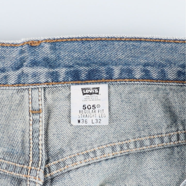 00'S Levi's 505 REGULAR FIT STRAIGHT LEG tapered denim pants made in USA, men's w36 equivalent cotton blue type Vintage Second Hand