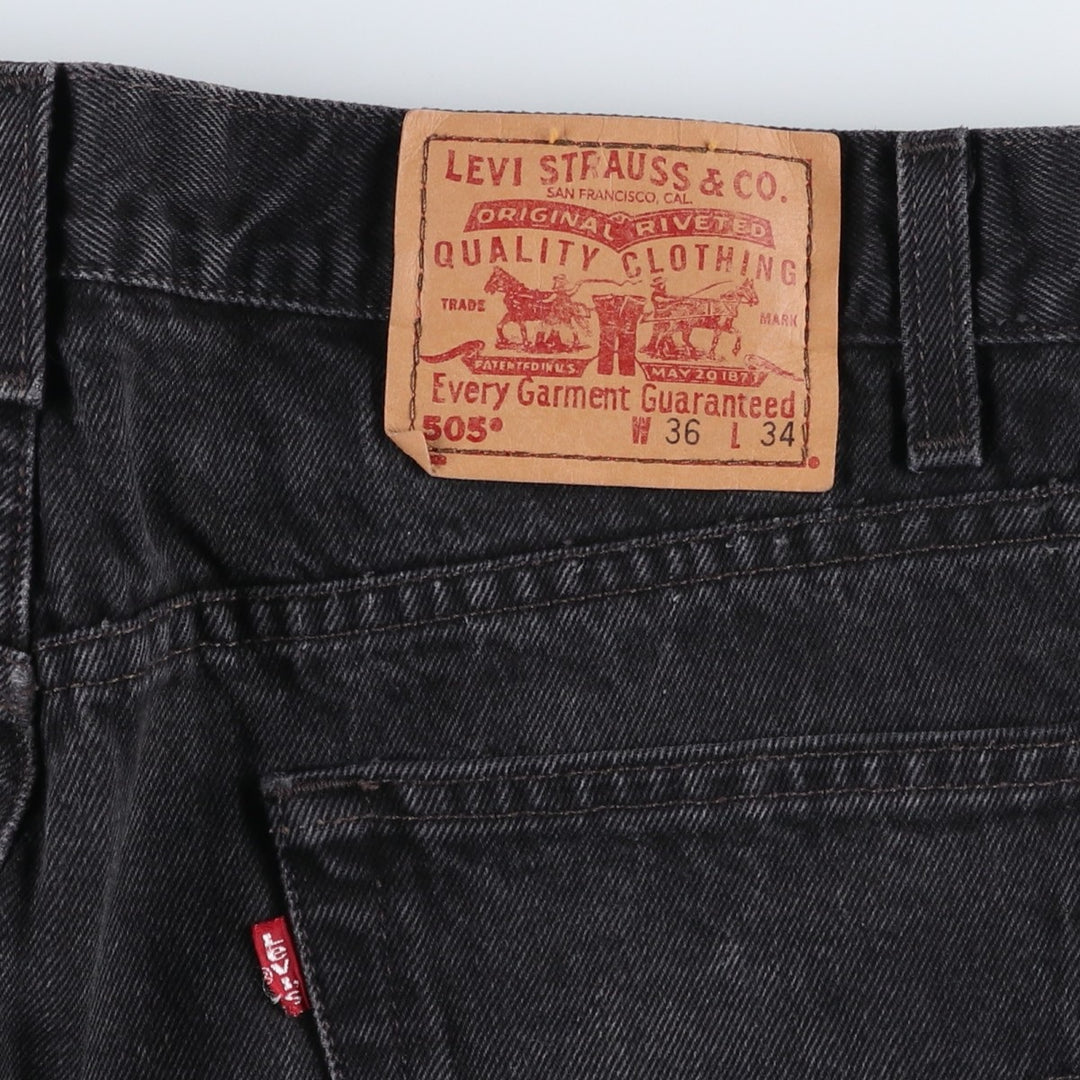 90'S Levi's 505 Regular Fit Straight Leg Tapered Denim Pants, Black Denim, Men's, Size 36, Vintage cotton black type Vintage Second Hand