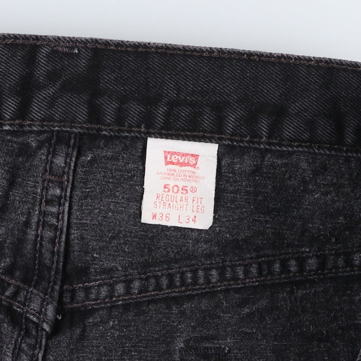 90'S Levi's 505 Regular Fit Straight Leg Tapered Denim Pants, Black Denim, Men's, Size 36, Vintage cotton black type Vintage Second Hand