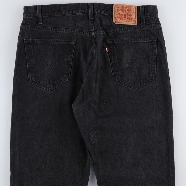 90'S Levi's 505 Regular Fit Straight Leg Tapered Denim Pants, Black Denim, Men's, Size 36, Vintage cotton black type Vintage Second Hand