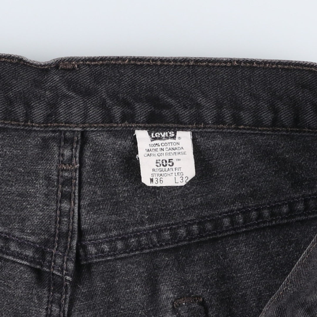 2000'S Levi's 505 Regular Fit Straight Leg Black Denim Tapered Denim Pants, Made in Canada, Men's Size 36 cotton black type Vintage Second Hand