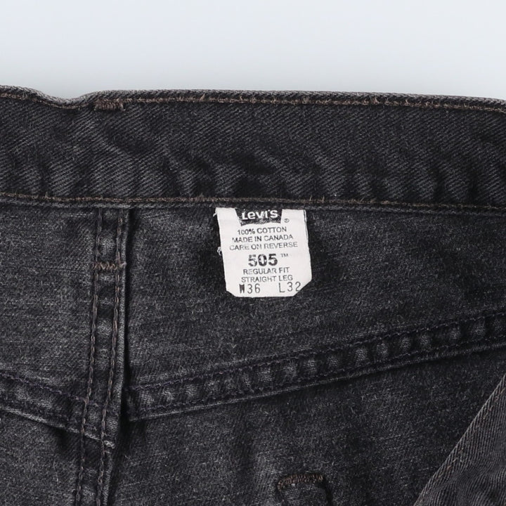 2000'S Levi's 505 Regular Fit Straight Leg Black Denim Tapered Denim Pants, Made in Canada, Men's Size 36 cotton black type Vintage Second Hand