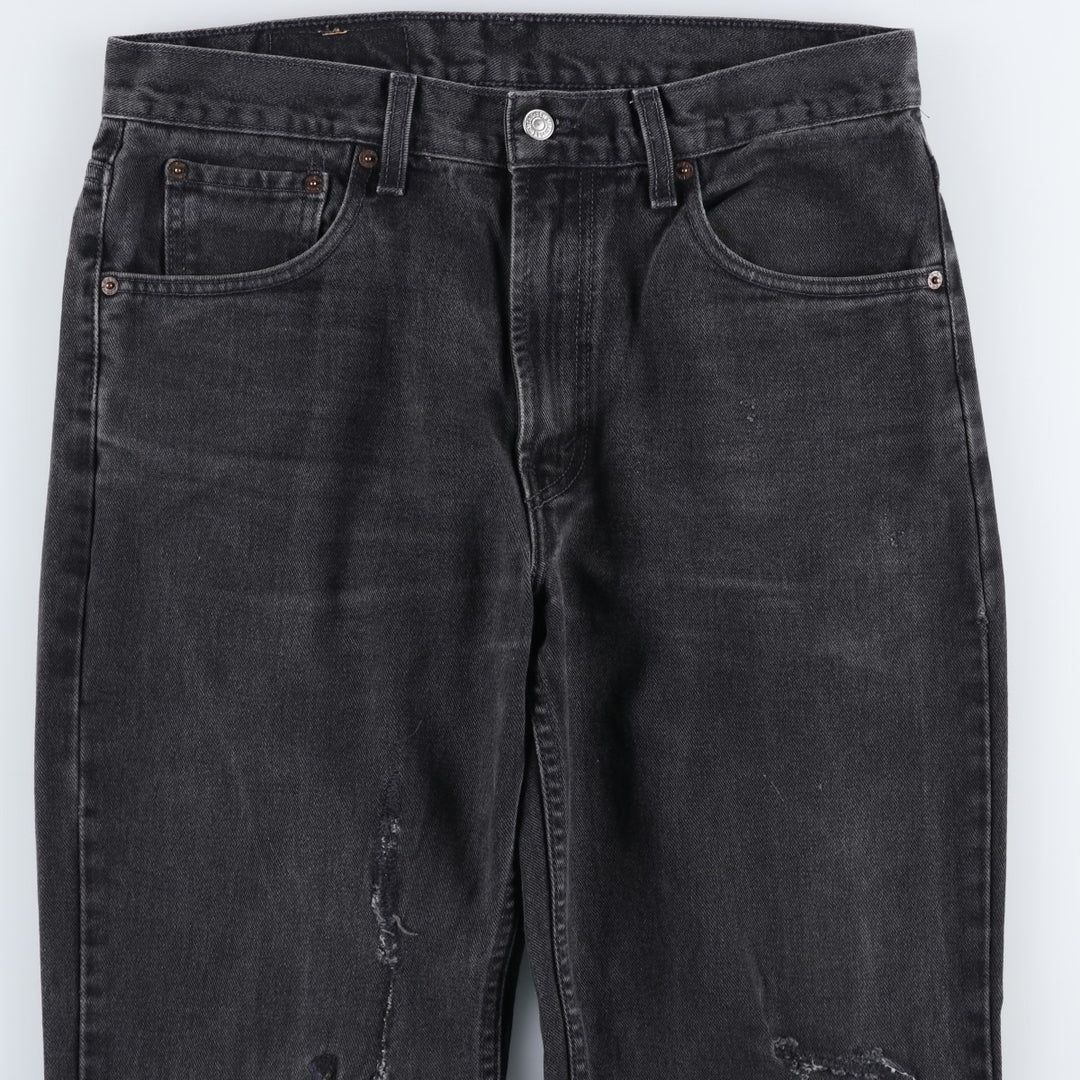 Levi's 516 Slim Fit Straight Leg Black Denim Tapered Jeans (Men's size W33 equivalent) cotton black type Vintage Second Hand
