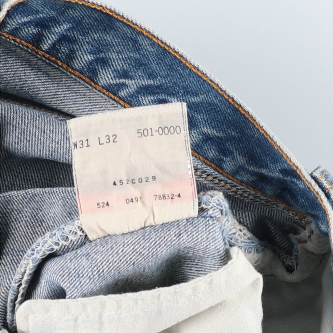 90'S Levi's 501-0000 Straight Denim Pants Made in USA Men's W30 Vintage cotton blue type Vintage Second Hand