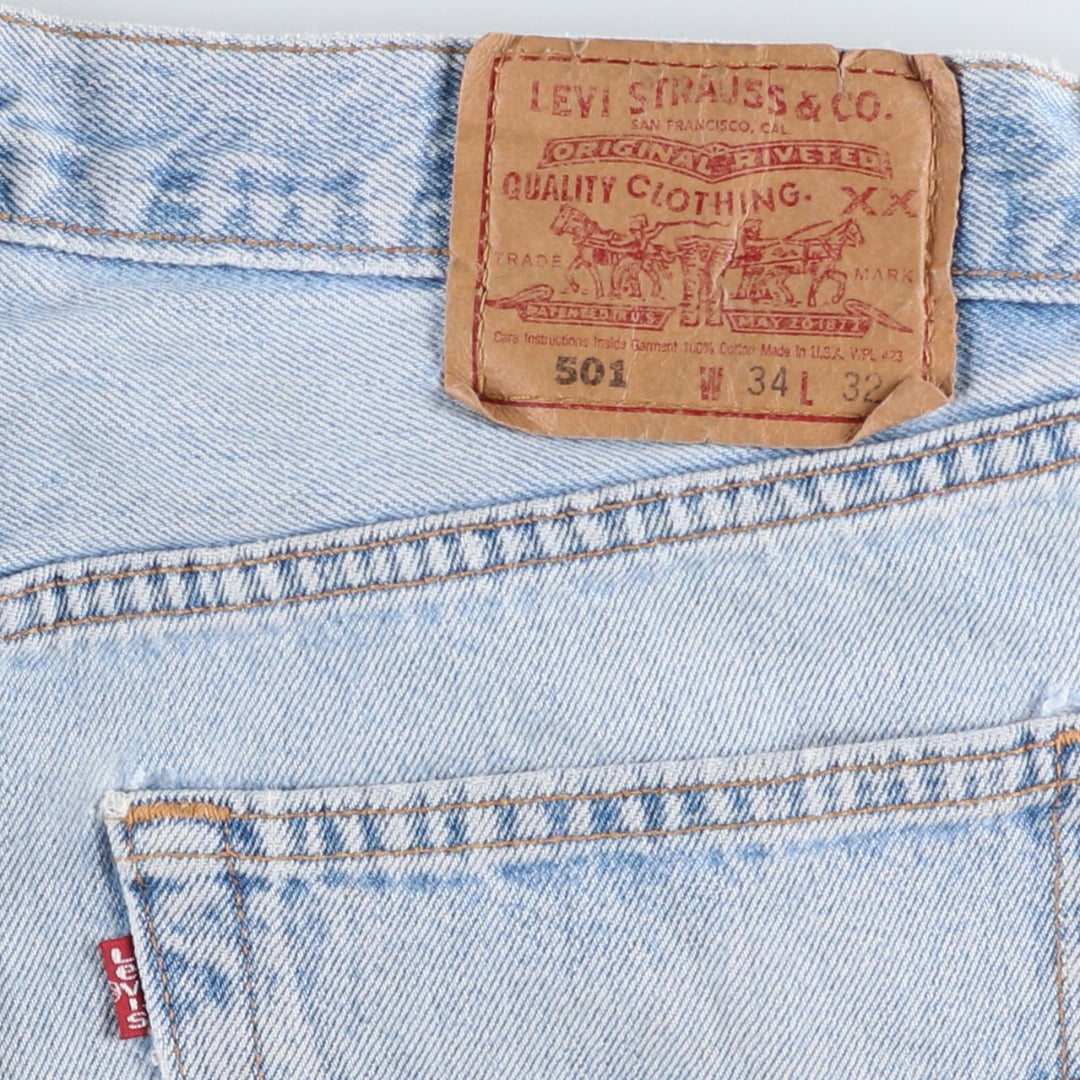 90'S Levi's 501-0134 Straight Denim Pants, Made in USA, Men's Size 34, Vintage cotton Blue type light blue Vintage Second Hand