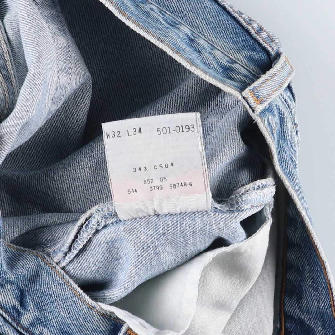 90'S Levi's 501-0193 Straight Denim Pants Made in USA Men's W31 Vintage cotton blue type Vintage Second Hand