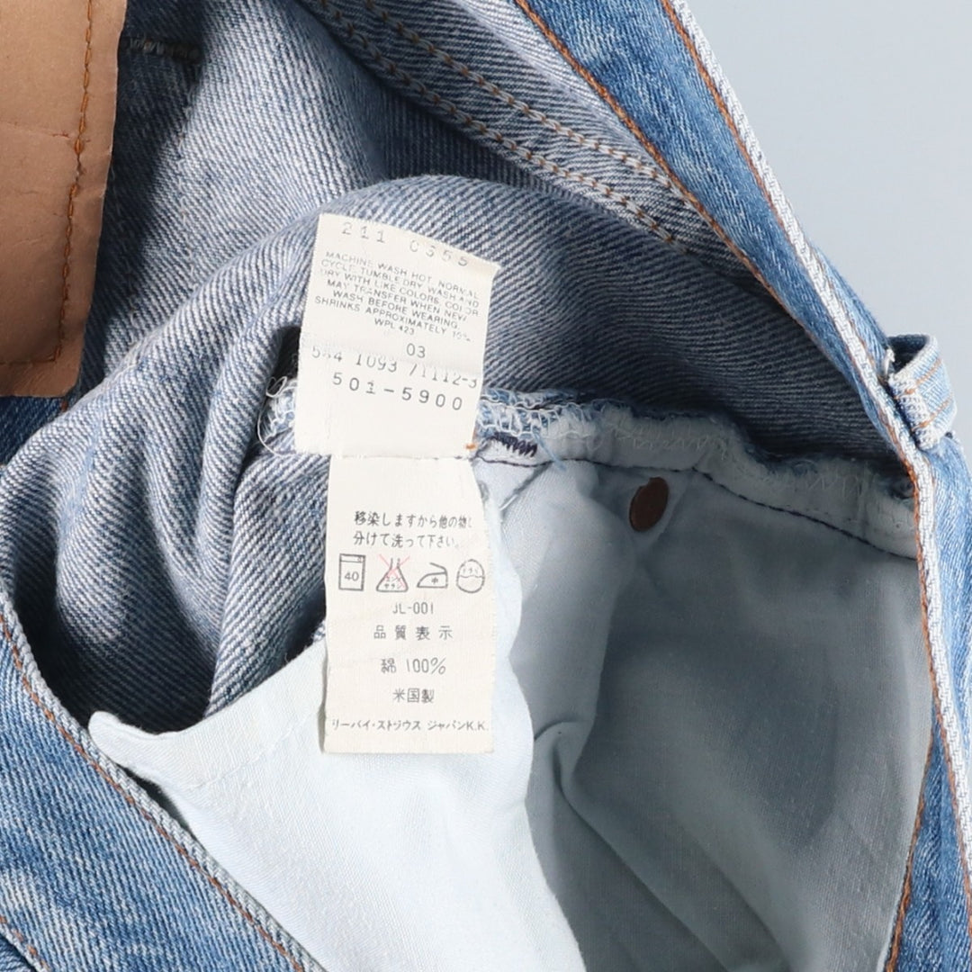 1990'S Levi's 501-5900 Straight Denim Pants, Made in USA, Men's Size W30 (approx.), Vintage cotton blue type Vintage Second Hand
