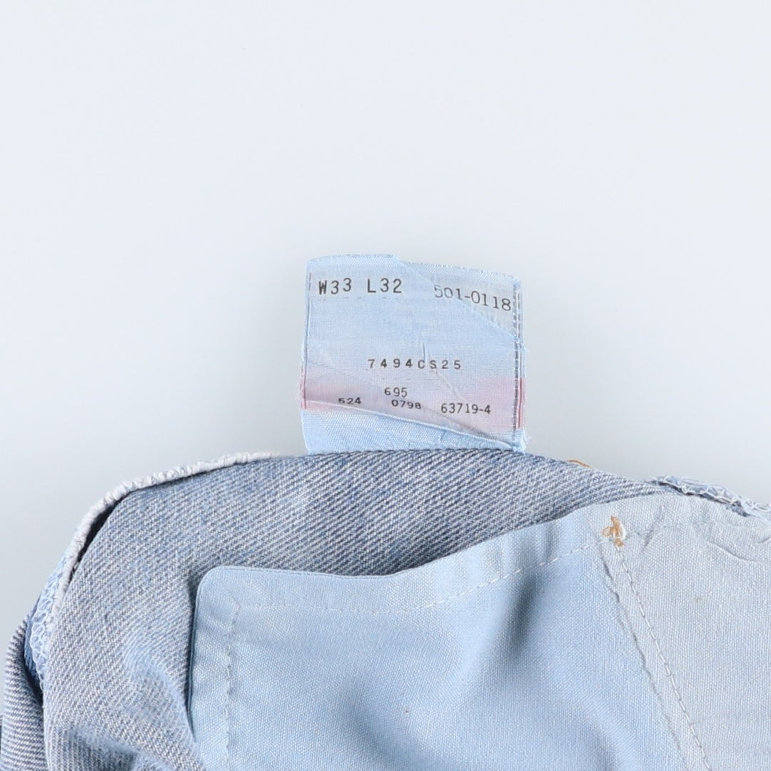 1990'S Levi's 501-0118 Straight Denim Pants, Made in USA, Men's Size W33 (approx.), Vintage cotton blue type Vintage Second Hand