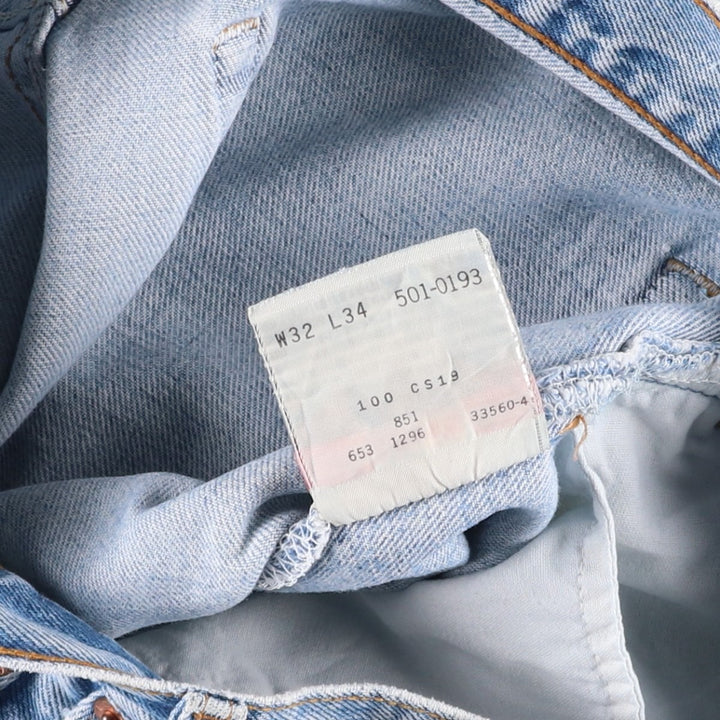 90'S Levi's 501-0193 Straight Denim Pants Made in USA Men's W32 Vintage cotton blue type Vintage Second Hand