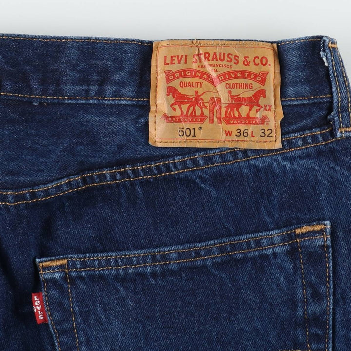 Levi's 501 straight denim pants for men, size W36 cotton navy blue type Vintage Second Hand