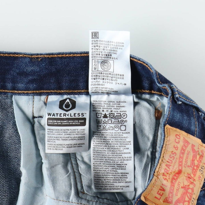 Levi's 501 straight denim pants for men, size W36 cotton navy blue type Vintage Second Hand
