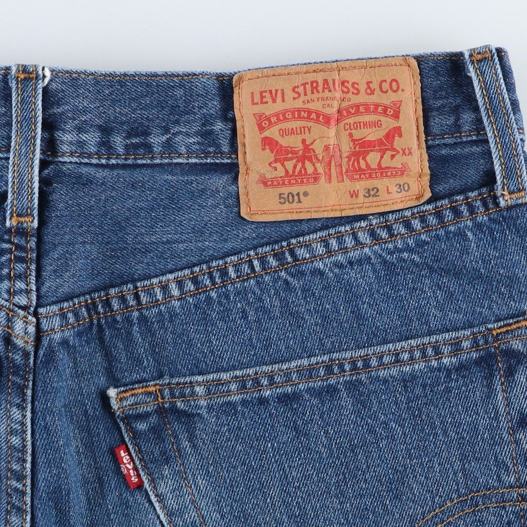 Levi's 501 straight denim pants for men, size W32 cotton navy blue type Vintage Second Hand