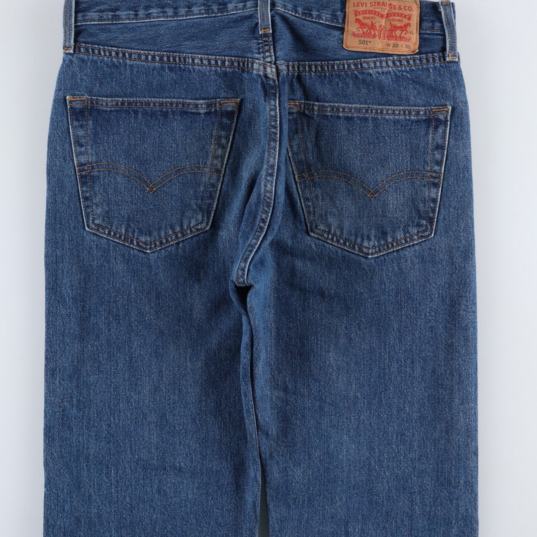 Levi's 501 straight denim pants for men, size W32 cotton navy blue type Vintage Second Hand