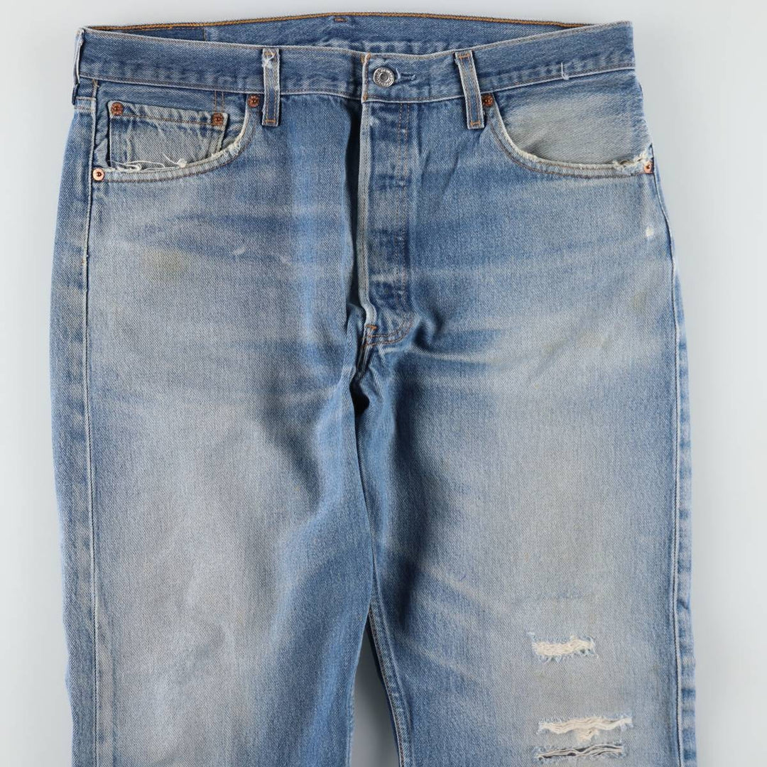 00'S Levi's 501-0115 straight denim pants for men, size w35 cotton blue type Vintage Second Hand