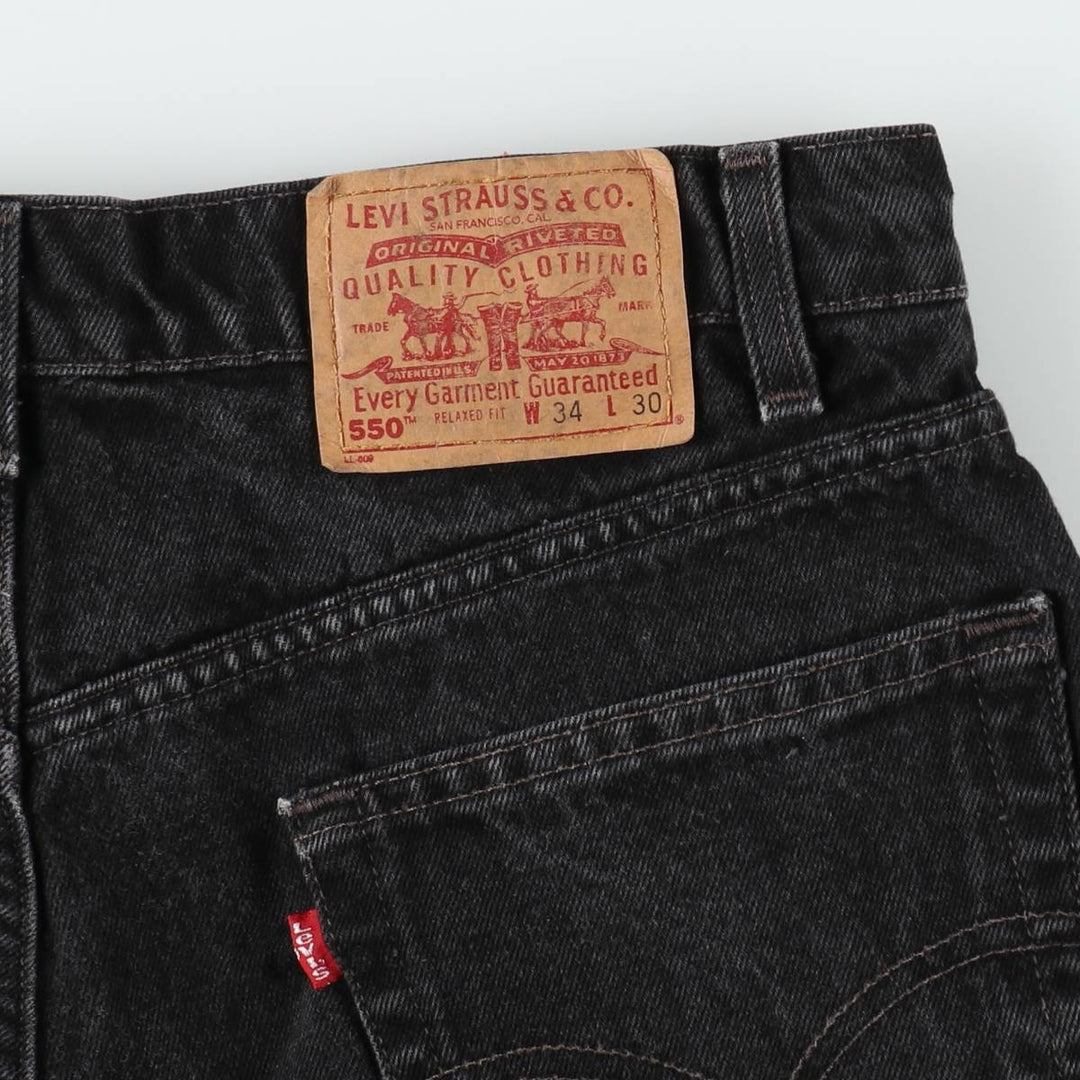 1990'S Levi's 550-0260 Relaxed Fit Black Denim Tapered Jeans, Men's Size W33 (approx.), Vintage cotton black type Vintage Second Hand