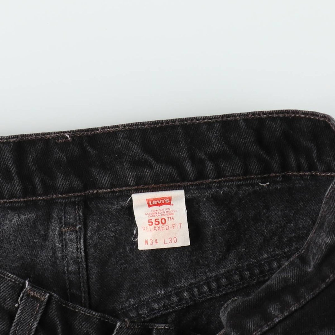 1990'S Levi's 550-0260 Relaxed Fit Black Denim Tapered Jeans, Men's Size W33 (approx.), Vintage cotton black type Vintage Second Hand