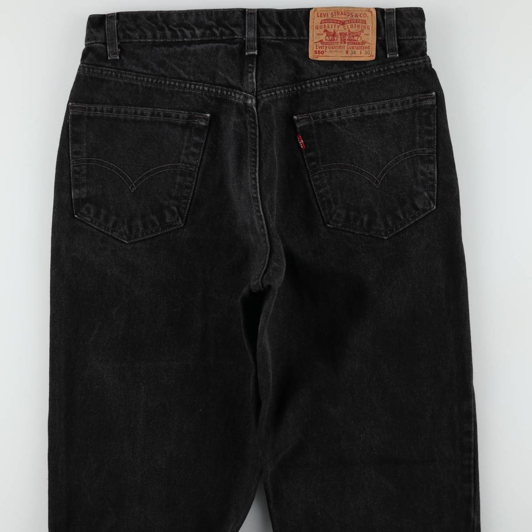 1990'S Levi's 550-0260 Relaxed Fit Black Denim Tapered Jeans, Men's Size W33 (approx.), Vintage cotton black type Vintage Second Hand