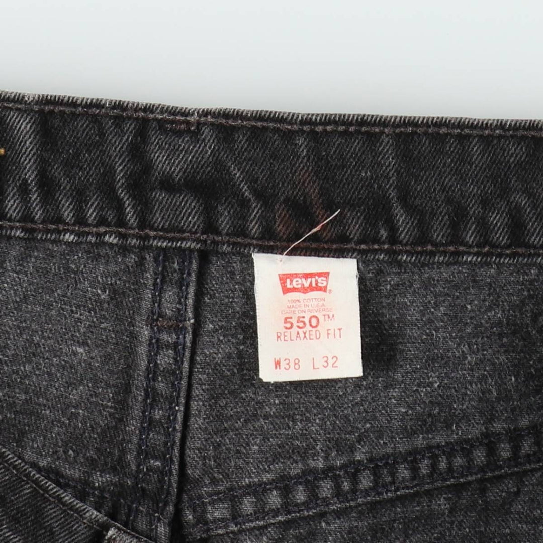 90'S Levi's 550-0260 Relaxed Fit Black Denim Tapered Jeans, Made in USA, Men's W37 (approx.), Vintage cotton black type Vintage Second Hand